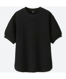 UNIQLO | ワッフルクルーネックT（5分袖）(Tシャツ/カットソー)
