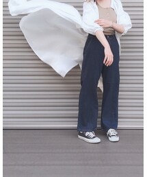 強風中😅 | シャツワンピース