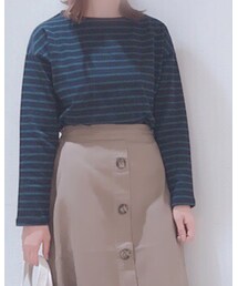 earth music&ecology | ボーダーボーダーボートネットプルオーバー(Tシャツ/カットソー)