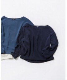 UNIQLO | UNIQLO ドレープボートネックTブラウス ネイビー(Tシャツ/カットソー)
