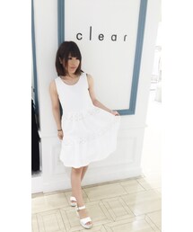 clear | 無地布帛レース段切替ワンピース(ワンピース)