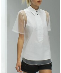 asos | Shirt With Oversized Placket And Sheer Overlay(シャツ/ブラウス)