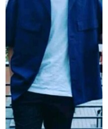 GU | ドライダブルポケットオープンカラーシャツ(Tシャツ/カットソー)