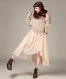 SNIDEL | ショートニット×フレアーシフォンワンピ(ワンピース)