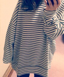 オーバーサイズボーダートップス(パーカー)