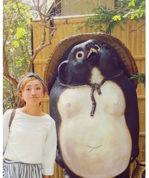 旅先の狸さんと一緒に変顔➰ | その他