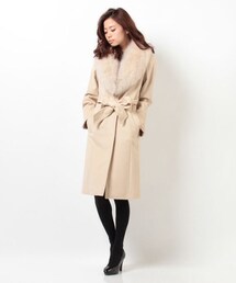 PINKY&DIANNE | フォックスファー付きカシミヤコート(チェスターコート)