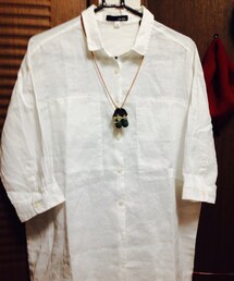 麻シャツワンピース(ワンピース)