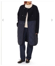 GRANDMA MAMA DAUGHTER | フランネル×タフタキルトノーカラーコート(ジャケット/アウター)