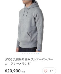 LOOPWHEELER | LW05 丸胴吊り編みプルオーバーパーカ　グレーメランジ(パーカー)