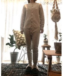 duo fold | ほぼデッドストックのオートミールヘザーグレーの大人用のサルエルロンパースです。2枚あるうちの一枚をhoney lemon pie vintage にて販売中(つなぎ/オールインワン)