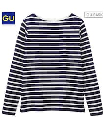GU | ボーダーボートネックカットソー(Tシャツ/カットソー)
