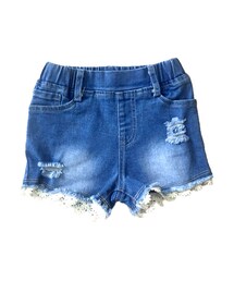 レース付きショートデニム(デニムパンツ)