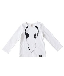 長袖トップス - 長袖ホワイト地×ヘッドホン(Tシャツ/カットソー)