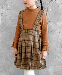 トップス＆ジャンパースカート-ブラウン×ジャンスカ(セット)(ジャンパースカート)