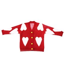 長袖カーディガン-ピンクハート×レッド(カーディガン/ボレロ)