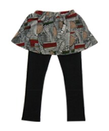 レギ付きスカート-ミックス柄ブラック系(レギンス/スパッツ)