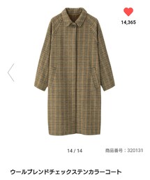 GU | ウールブレンドチェックステンカラーコート(ステンカラーコート)