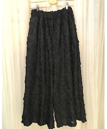 ボワットアマリス | 花柄のフリンジジャガードが品が良く個性的な素材感！ワイドパンツで大人可愛いく着こなせます(その他パンツ)