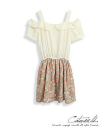 catworld | 復古領露肩碎花洋裝(ワンピース)