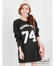 catworld | 休閒系數字74長版T恤(Tシャツ/カットソー)