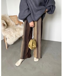 CFT. | 柄ストライププリーツPT/ブラウン(パンツ)