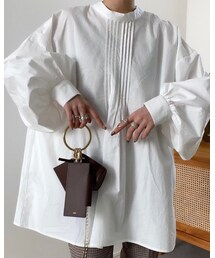 CFT. | 2WAY フロントデザインギャザーBL/ホワイト(シャツ/ブラウス)