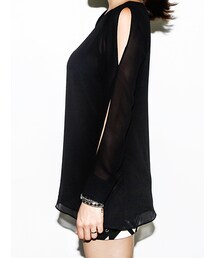 オープンスリーブシフォンブラウス(シャツ/ブラウス)