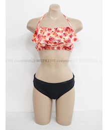 ローズフラワーフリルバンドゥビキニ(水着)