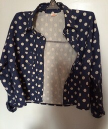 藍底白點復古短外套(ブルゾン)