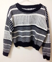 A-SO-BI | 韓系-Stylenada款直橫條毛線上衣(ニット/セーター)