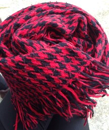 圍巾 | 千鳥格-紅黑(ポンチョ)