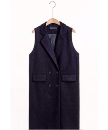 MEIER.Q | 經典設計款毛呢長版西裝背心(ベスト)