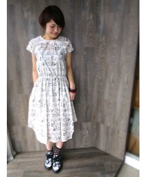 I am I  | 80タイプライター冷蔵庫柄ワンピース(ワンピース)