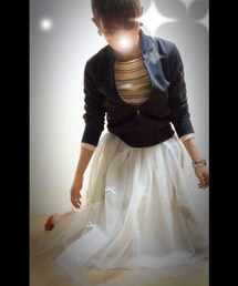 Heather | boarder knit & Tulle skirt♡(ニット/セーター)