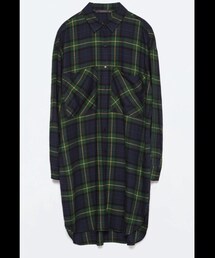 ZARA | Green check long shirt♡
(Tシャツ/カットソー)