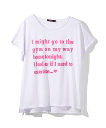 メッセージロゴプリントドルマンＴシャツ (Tシャツ/カットソー)