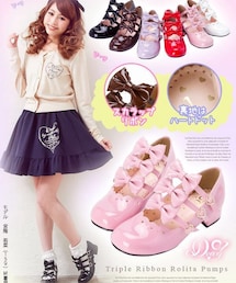 DearMyLove | スカラップリボンが可愛い♪大人気!!3連リボンのロリータパンプス(パンプス)