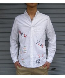SALTWATER COWBOY | SALTWATER COWBOY：SIXTIES DOODLE SHIRTS 60'sボタンダウンシャツ：ホワイト(シャツ/ブラウス)