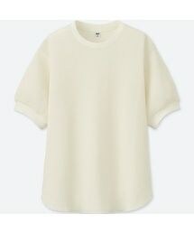 UNIQLO | ワッフルクルーネックT（5分袖）(Tシャツ/カットソー)