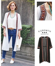 no brand | ネイティブ刺繍ロングカーディガン(カーディガン/ボレロ)