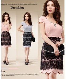 dressline | スカラップ切り替え レース ワンピース(ワンピース)