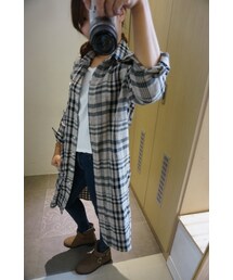 leto korea e 黑白格長上衣 罩衫 外套(その他トップス)