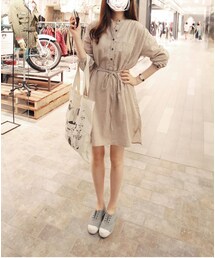  A01正韓簡約質感棉 可 綁帶 OPS 來囉!!! (卡其、深灰)(ワンピース)