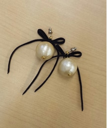 petite robe noire | コットンパール×リボンピアス(ピアス（両耳用）)