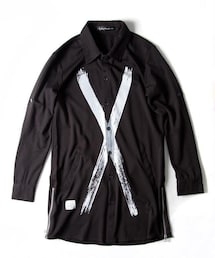 Slightly Numb | X 刷漆長版襯 (シャツ/ブラウス)