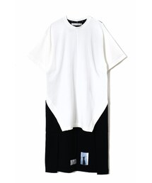 MUZE - LONG CUTTING TEE (BLACK-WHITE)(Tシャツ/カットソー)