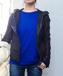 DOMENICO+SAVIO | フード付きレザージャケット(ライダースジャケット)