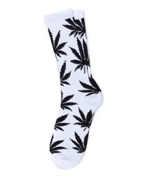 HUF | PLANTLIFE CREW SOCKS (WHITE/BLACK)(ソックス/靴下)