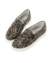 gracegift | Hippie印花豹紋全牛皮休閒鞋(モカシン/デッキシューズ)